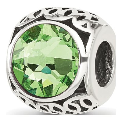 Sterling Silver Crystal Antiqued Bead