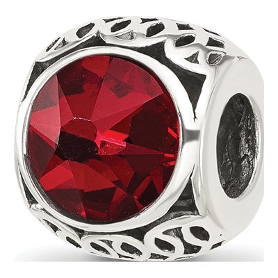 Sterling Silver Crystal Antiqued Bead