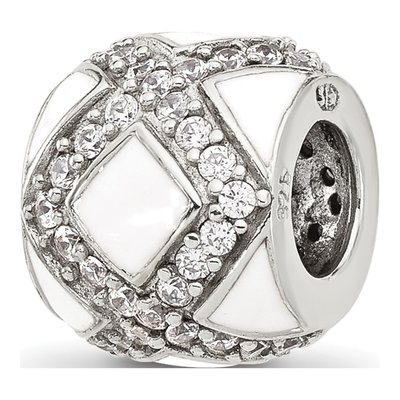 Sterling Silver CZ Enamel Bead