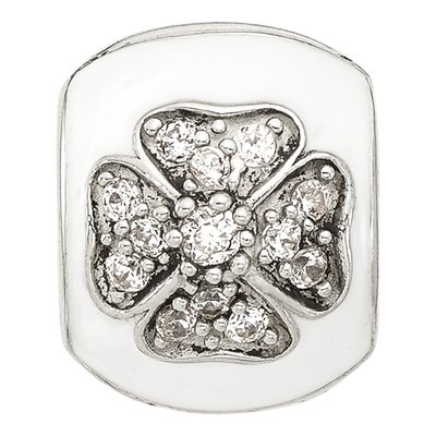Sterling Silver CZ Enamel Floral Clip Bead – view 4