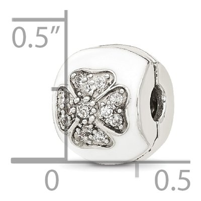 Sterling Silver CZ Enamel Floral Clip Bead – view 7