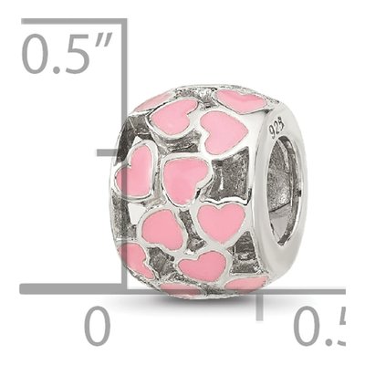 Sterling Silver Pink Enamel Hearts Bead – view 5