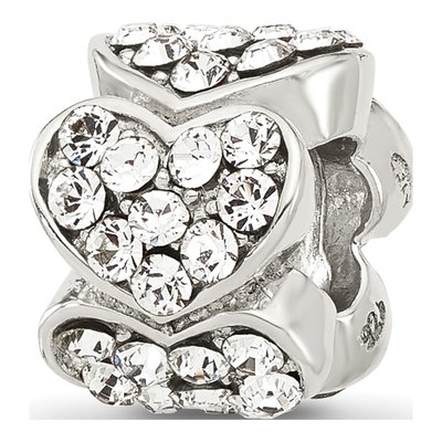 Sterling Silver Crystal Hearts Bead