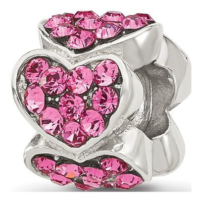 Sterling Silver Crystal Hearts Bead