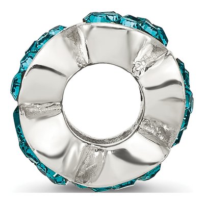 Sterling Silver Crystal Teal Hearts Bead – view 3