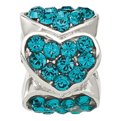 Sterling Silver Crystal Teal Hearts Bead – view 4