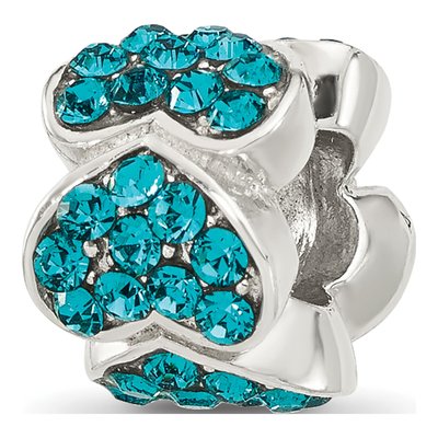 Sterling Silver Crystal Teal Hearts Bead – view 5