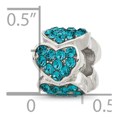 Sterling Silver Crystal Teal Hearts Bead – view 6