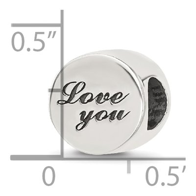 Sterling Silver Love You Circle Bead – view 5