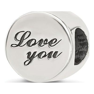 Sterling Silver Love You Circle Bead