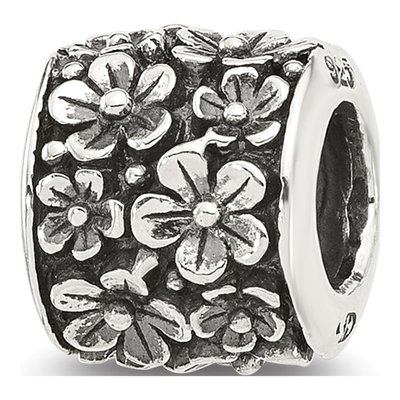 Sterling Silver Antiqued Floral Bead