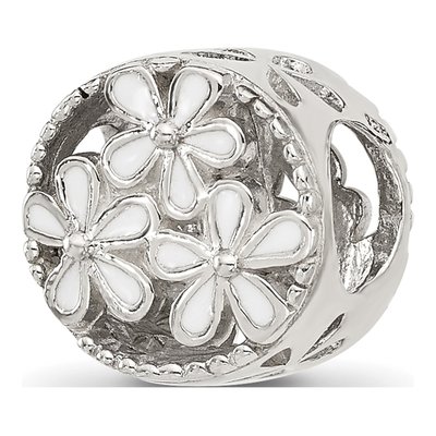 Sterling Silver Enamel Floral Bead