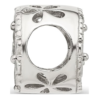 Sterling Silver Light Blue Enamel Floral Bead – view 3