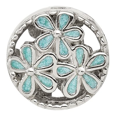 Sterling Silver Light Blue Enamel Floral Bead – view 4
