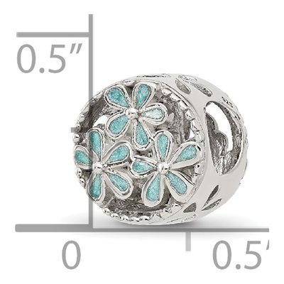 Sterling Silver Light Blue Enamel Floral Bead – view 5