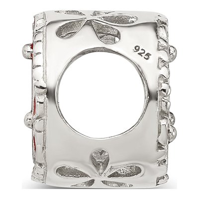 Sterling Silver Red Enameled Floral Bead – view 3