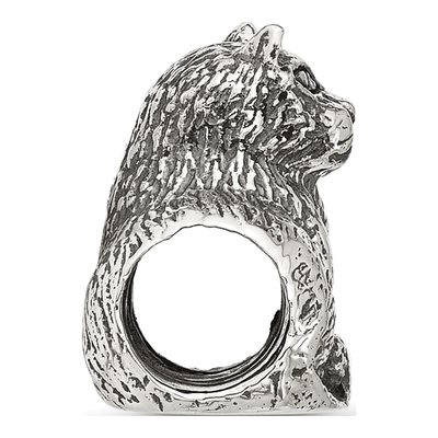 Sterling Silver Antiqued Cat Bead – view 3