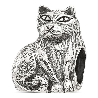 Sterling Silver Antiqued Cat Bead