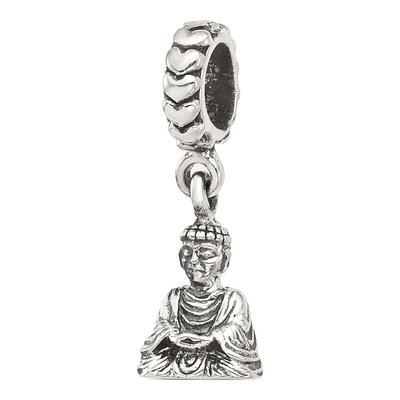 Sterling Silver Antiqued Buddha Dangle Bead