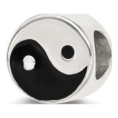 Sterling Silver Yin Yang Enamel Bead