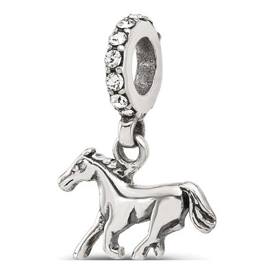 Sterling Silver Crystal Horse Dangle Bead