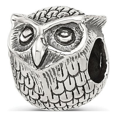 Sterling Silver Antiqued Owl Bead