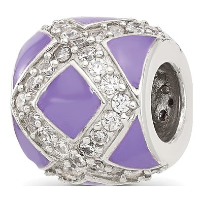 Sterling Silver CZ Enamel Bead