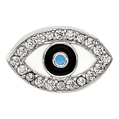 Sterling Silver CZ Enameled Eye Bead – view 4