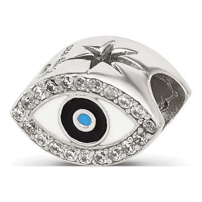 Sterling Silver CZ Enameled Eye Bead
