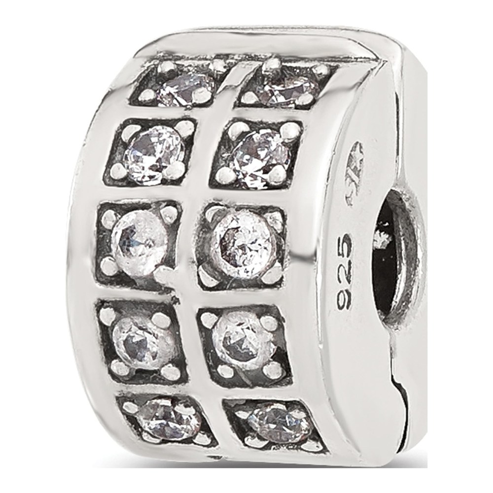Sterling Silver CZ Clip Bead