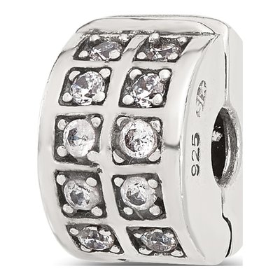 Sterling Silver CZ Clip Bead