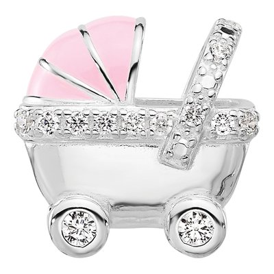 Sterling Silver CZ Enamel Stroller Bead – view 4