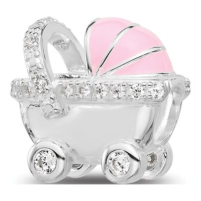 Sterling Silver CZ Enamel Stroller Bead – view 5