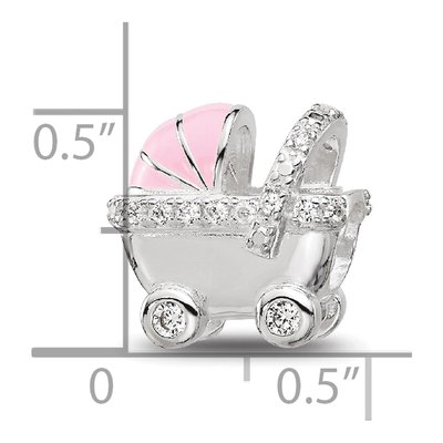 Sterling Silver CZ Enamel Stroller Bead – view 6