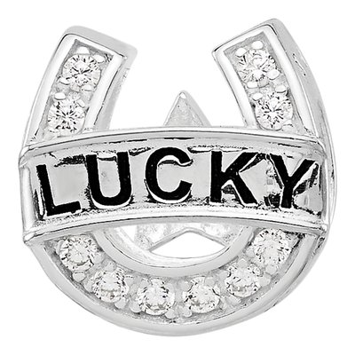 Sterling Silver CZ Lucky Horseshoe Bead – view 4