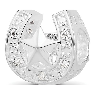 Sterling Silver CZ Lucky Horseshoe Bead – view 6