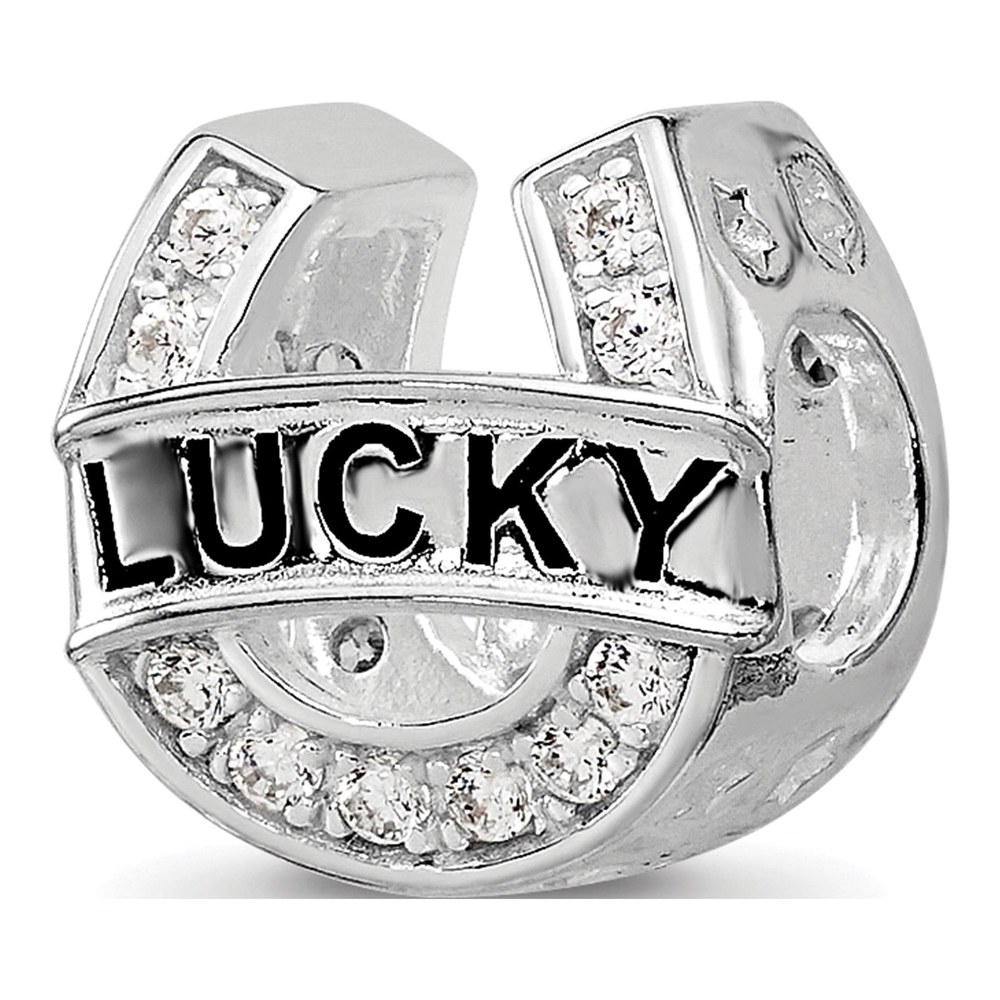 Sterling Silver CZ Lucky Horseshoe Bead