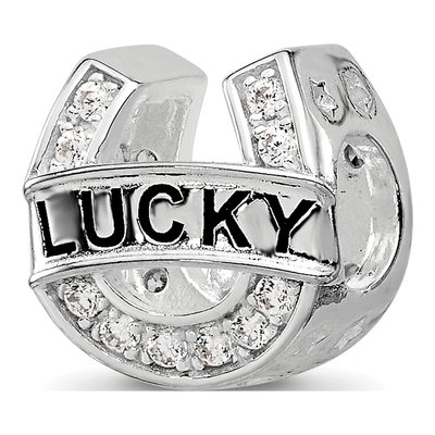 Sterling Silver CZ Lucky Horseshoe Bead