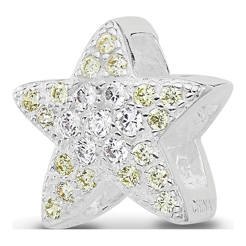 Sterling Silver CZ Star Bead
