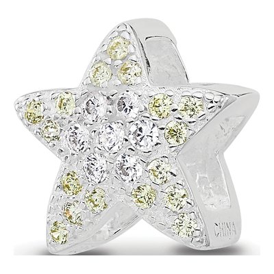 Sterling Silver CZ Star Bead