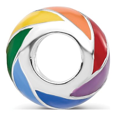Sterling Silver Rainbow Enamel Bead – view 3
