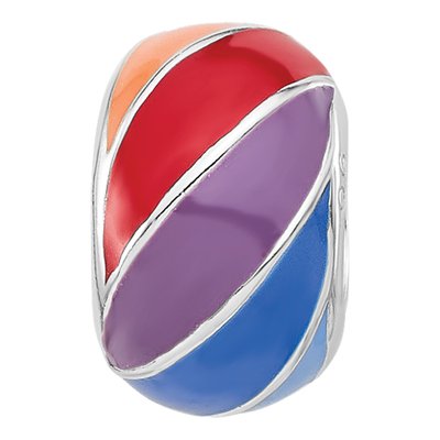 Sterling Silver Rainbow Enamel Bead – view 4