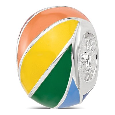 Sterling Silver Rainbow Enamel Bead – view 5