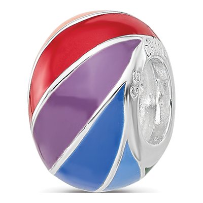 Sterling Silver Rainbow Enamel Bead
