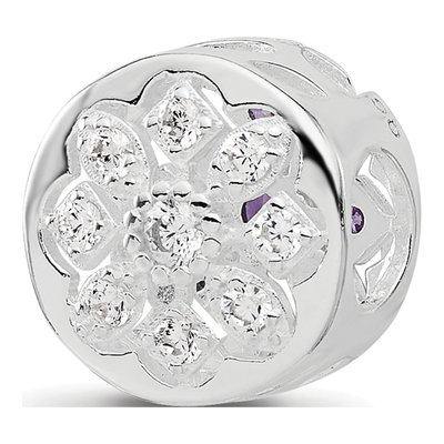 Sterling Silver CZ Floral Bead – view 6