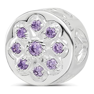 Sterling Silver CZ Floral Bead