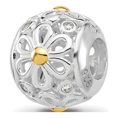 Sterling Silver Floral Bead