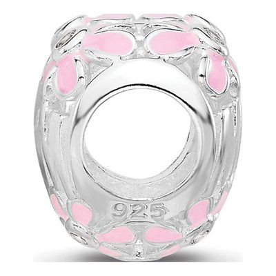 Sterling Silver CZ Enamel Mom Heart Bead – view 3