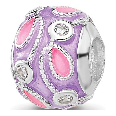 Sterling Silver CZ Enamel Bead