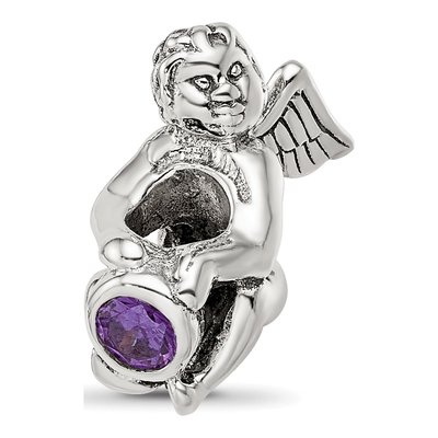 Sterling Silver CZ February Bead